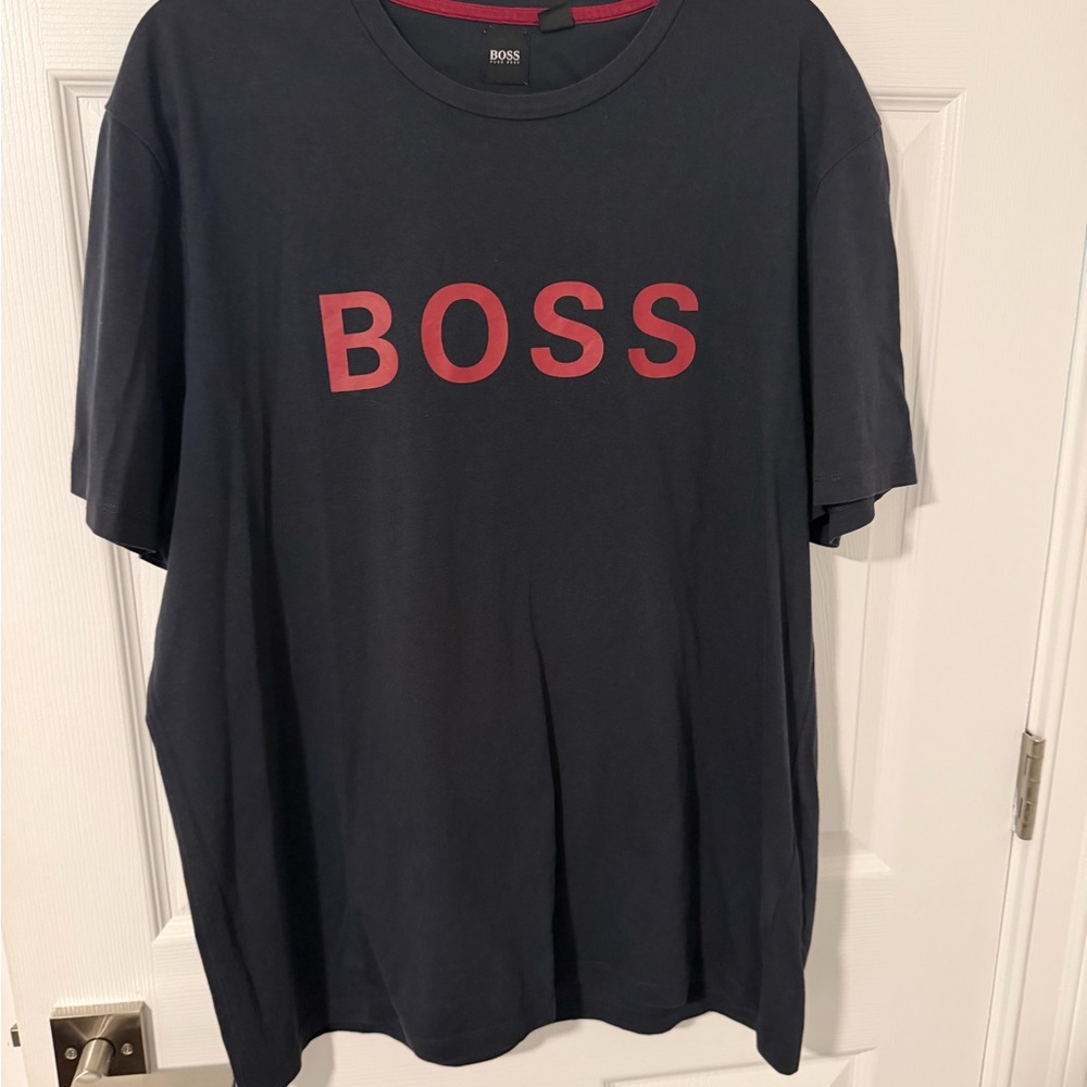 Boss Dark Blue T-Shirt with Red Logo